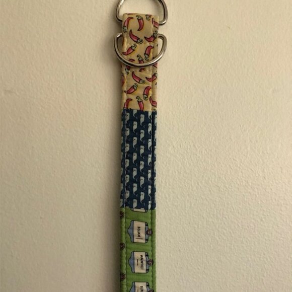 VINEYARD VINES Patchwork Kids D Ring Belt Large Blue Yellow Pink - Picture 13 of 16